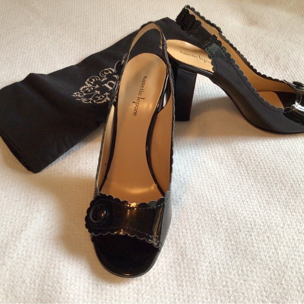 NIB Nanette Lepore black patent leather sandal 9